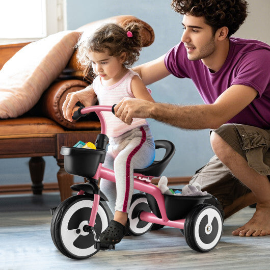 Toddler Tricycle with Adjustable Seat and Storage Baskets for 1.5-5 Years Old-White LuxuryLifeWay Online Store