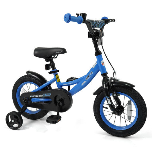 12/14/16/18 Inches Kids Bike with Removable Training Wheels and Adjustable Seatfor 3-8 Years Old Navy-12 inches - Color: Navy - Size: 12 inches LuxuryLifeWay Online Store