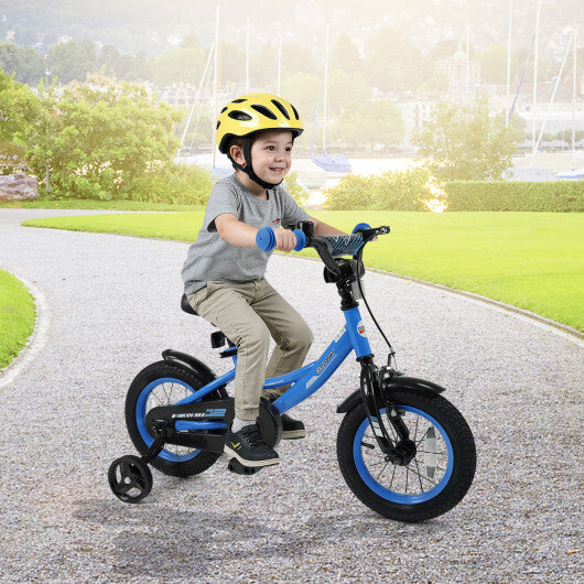 12/14/16/18 Inches Kids Bike with Removable Training Wheels and Adjustable Seatfor 3-8 Years Old Navy-12 inches - Color: Navy - Size: 12 inches LuxuryLifeWay Online Store