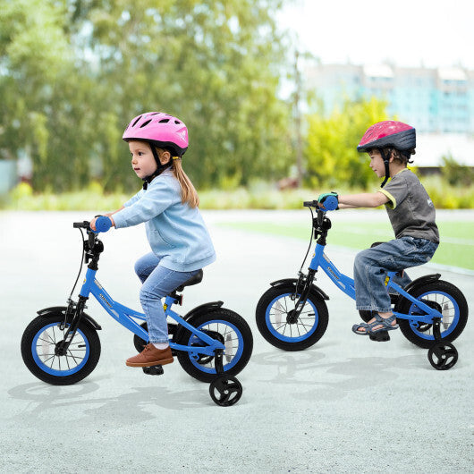 12/14/16/18 Inches Kids Bike with Removable Training Wheels and Adjustable Seatfor 3-8 Years Old Navy-12 inches - Color: Navy - Size: 12 inches LuxuryLifeWay Online Store