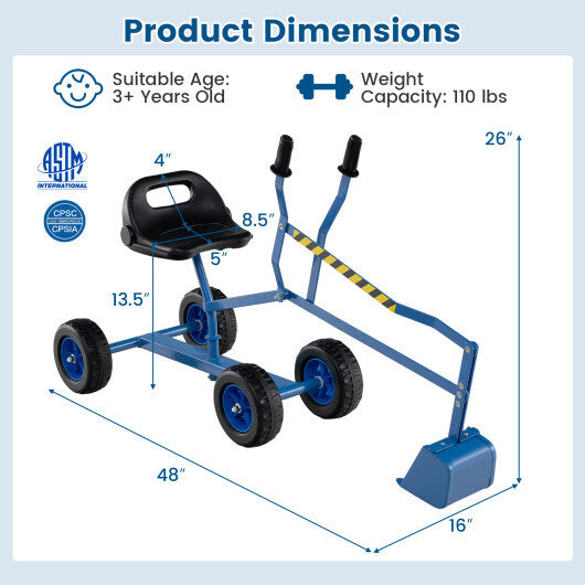 Sand Digger for Kids with 2-Handed Controls and Flexible Shovel-Blue LuxuryLifeWay Online Store