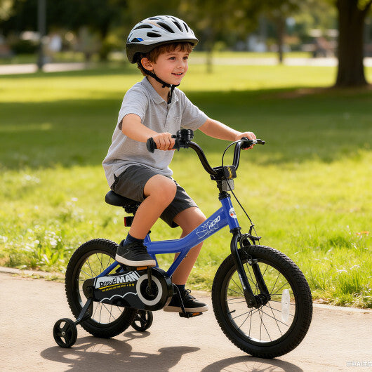 16 Inch Kids Bike with Helmet Protective Set Dark Blue LuxuryLifeWay Online Store