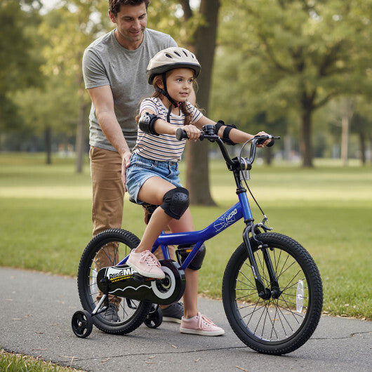 18-Inch Kids Bike with Removable Training Wheels Navy - Brave Hero - Color: Navy - Size: 18 inches LuxuryLifeWay Online Store