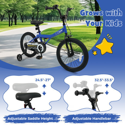 18-Inch Kids Bike with Removable Training Wheels Navy - Brave Hero - Color: Navy - Size: 18 inches LuxuryLifeWay Online Store