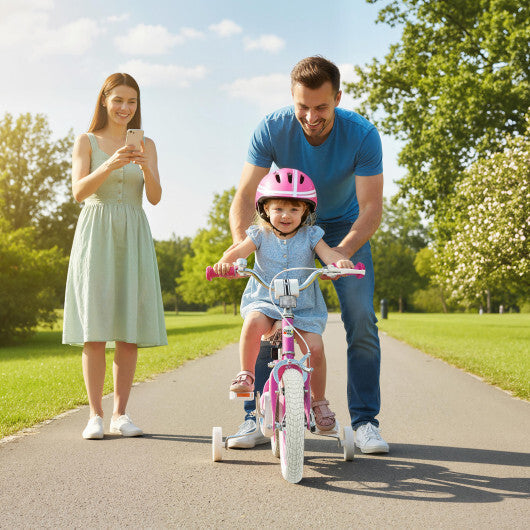 12 Inch Kids Bike for Aged 3-8 Years Old with Adjustable Handlebar Pink- Starlight Wave - Color: Pink - Size: 12 inches LuxuryLifeWay Online Store