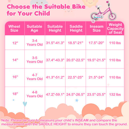 12 Inch Kids Bike for Aged 3-8 Years Old with Adjustable Handlebar Pink- Starlight Wave - Color: Pink - Size: 12 inches LuxuryLifeWay Online Store