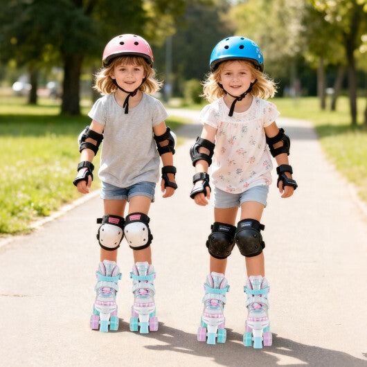 Kids Roller Skates 4 Sizes Adjustable Quad Skates with Light-up Wheels and Safety Protection-Rose Red LuxuryLifeWay Online Store