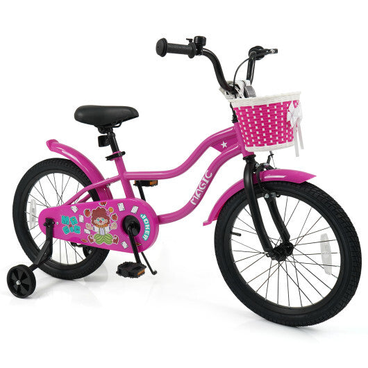 18 Inch Kids Bike with Training Wheels for Aged 3-8 Years Old - Magic Rose - Color: Rose Red - Size: 18 inches LuxuryLifeWay Online Store