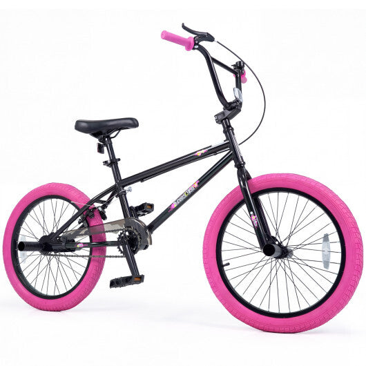 20" Trick Bicycle with 360 Degree Steering and Adjustable Seat for Kids and Teens-Pink - Color: Pink - Size: 20 inches LuxuryLifeWay Online Store
