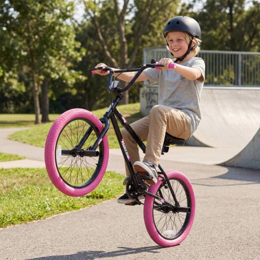 20" Trick Bicycle with 360 Degree Steering and Adjustable Seat for Kids and Teens-Pink - Color: Pink - Size: 20 inches LuxuryLifeWay Online Store