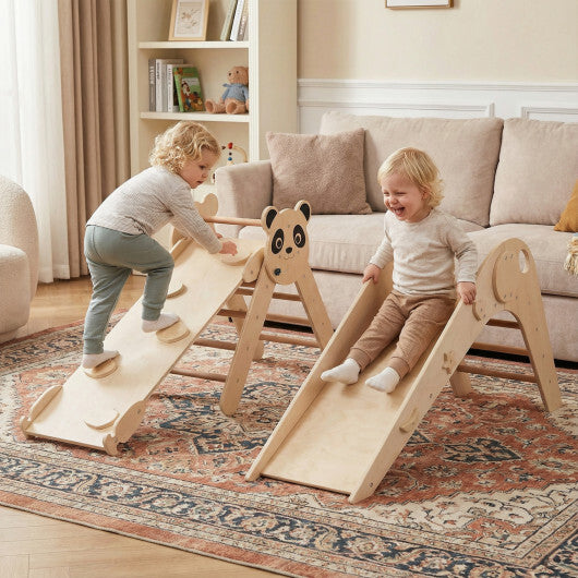 Triangle Set Foldable Kids Climbing Toys Panda-Themed Wood Montessori Climbing Set-Macaron LuxuryLifeWay Online Store