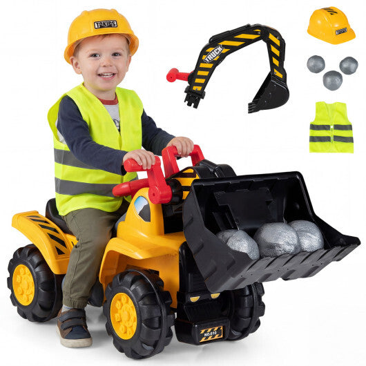3-in-1 Ride on Excavator Bulldozer Detachable with Engine Sound and Helmet LuxuryLifeWay Online Store