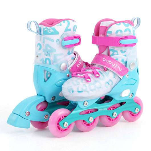 4-Size Adjustable Kids Inline Skates for Beginners Ages 5-7-Blue and Pink LuxuryLifeWay Online Store
