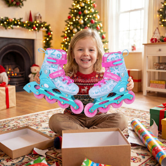 4-Size Adjustable Kids Inline Skates for Beginners Ages 5-7-Blue and Pink LuxuryLifeWay Online Store
