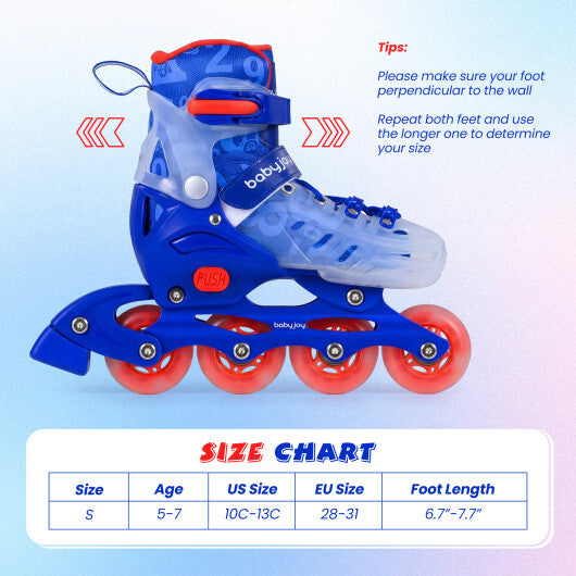 4-Size Adjustable Kids Inline Skates for Beginners Ages 5-7-Blue and Pink LuxuryLifeWay Online Store