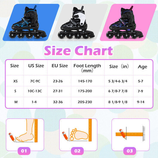 4 Sizes Adjustable Blade Roller with Light-up Wheels for Youth-Blue LuxuryLifeWay Online Store