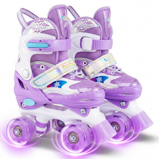Kids Roller Skates 4 Sizes Adjustable with Light-up Wheels for Toddler Aged 5-7 (S)-Purple LuxuryLifeWay Online Store