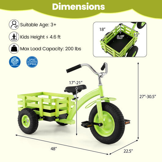 Kids Tricycle with 15 Inch Inflatable Rubber Tires -Green LuxuryLifeWay Online Store