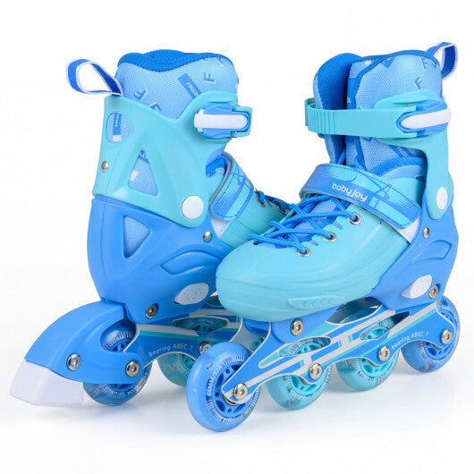 4-Size Adjustable Light-Up Kids Inline Skates for Kids Ages 7-9-Blue LuxuryLifeWay Online Store