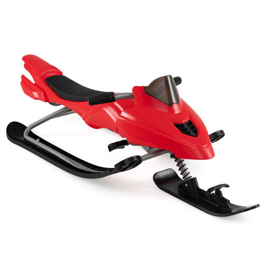 Kids Snow Racer Sled with Brakes & Tow Ropes and Steering Handle for Winter-Blue LuxuryLifeWay Online Store