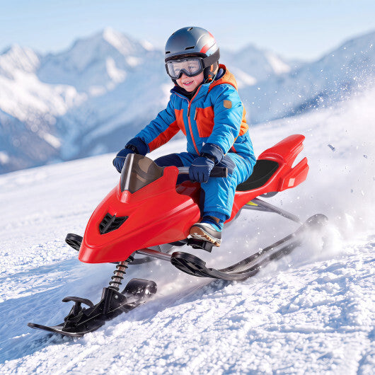 Kids Snow Racer Sled with Brakes & Tow Ropes and Steering Handle for Winter-Blue LuxuryLifeWay Online Store