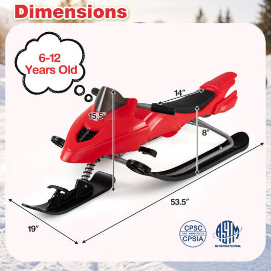 Kids Snow Racer Sled with Brakes & Tow Ropes and Steering Handle for Winter-Blue LuxuryLifeWay Online Store