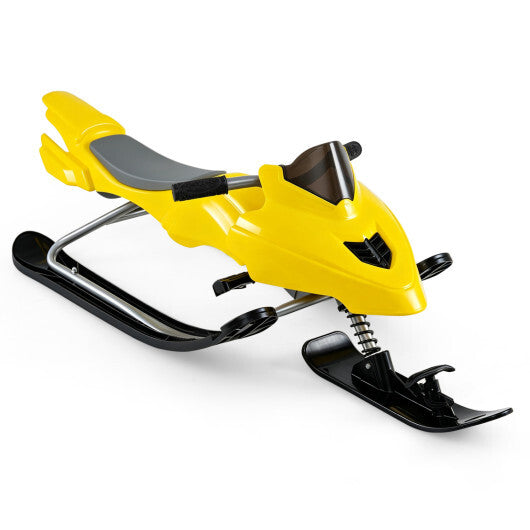Kids Snow Racer Sled with Brakes & Tow Ropes and Steering Handle for Winter-Blue LuxuryLifeWay Online Store