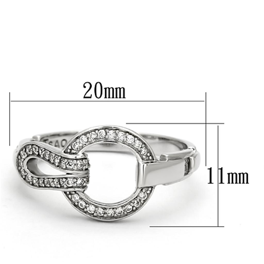 TS105 - Rhodium 925 Sterling Silver Ring with AAA Grade CZ  in Clear LuxuryLifeWay Online Store