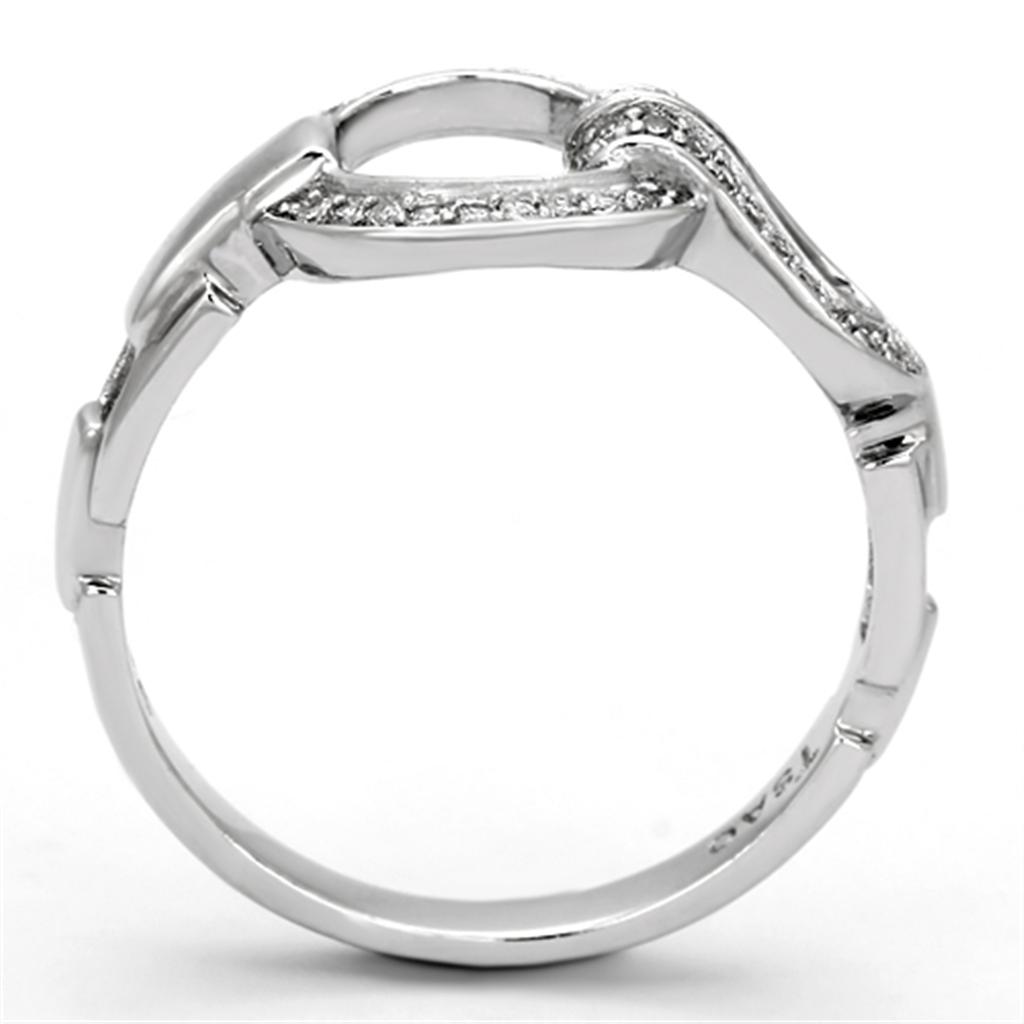 TS105 - Rhodium 925 Sterling Silver Ring with AAA Grade CZ  in Clear LuxuryLifeWay Online Store