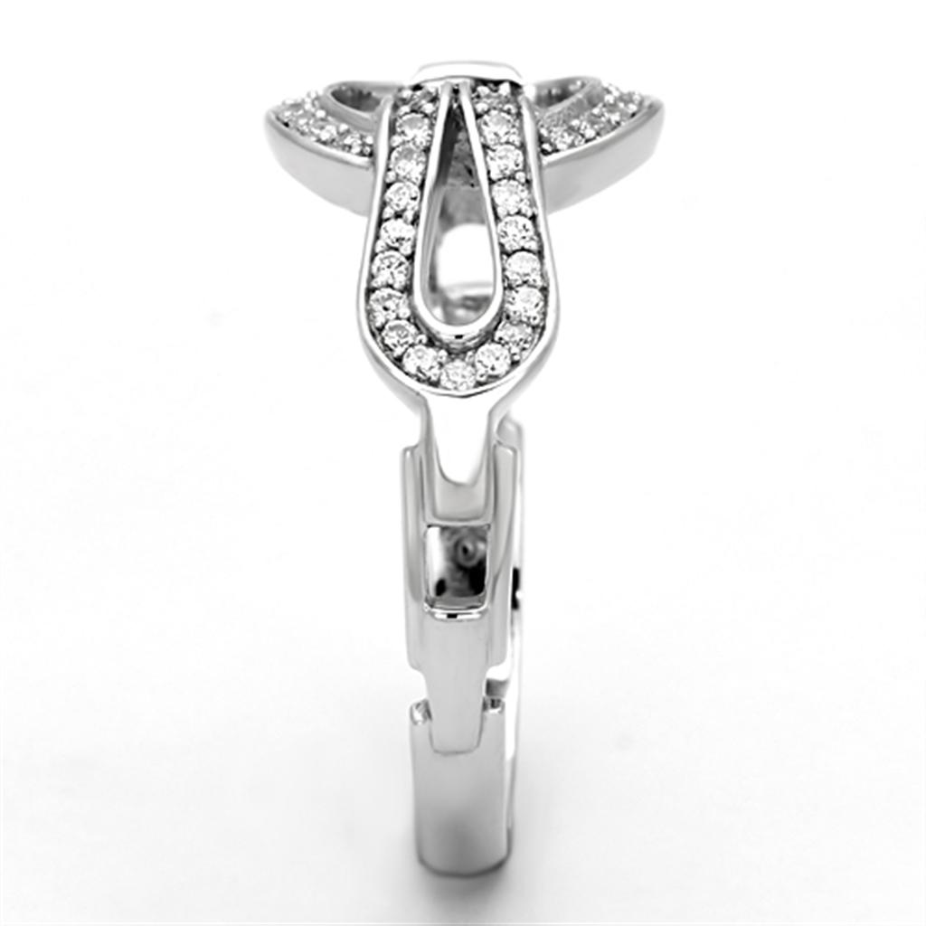 TS105 - Rhodium 925 Sterling Silver Ring with AAA Grade CZ  in Clear LuxuryLifeWay Online Store