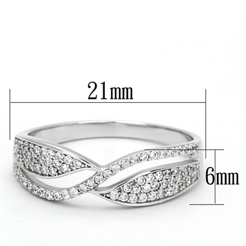 TS108 - Rhodium 925 Sterling Silver Ring with AAA Grade CZ  in Clear LuxuryLifeWay Online Store