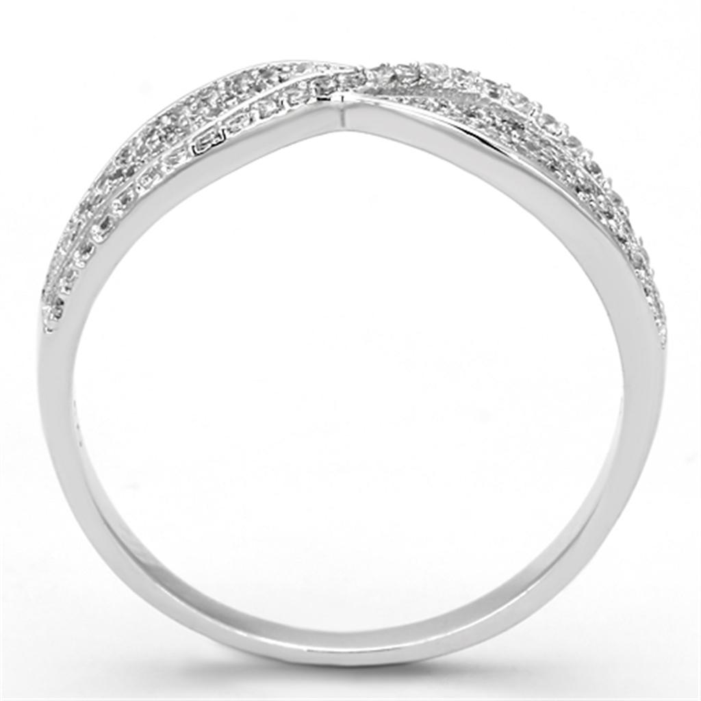 TS108 - Rhodium 925 Sterling Silver Ring with AAA Grade CZ  in Clear LuxuryLifeWay Online Store