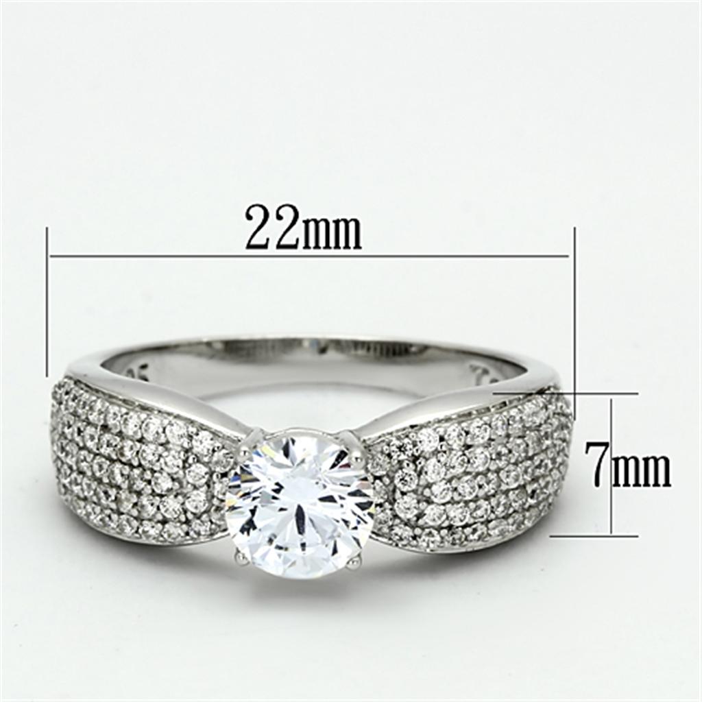 TS119 - Rhodium 925 Sterling Silver Ring with AAA Grade CZ  in Clear LuxuryLifeWay Online Store