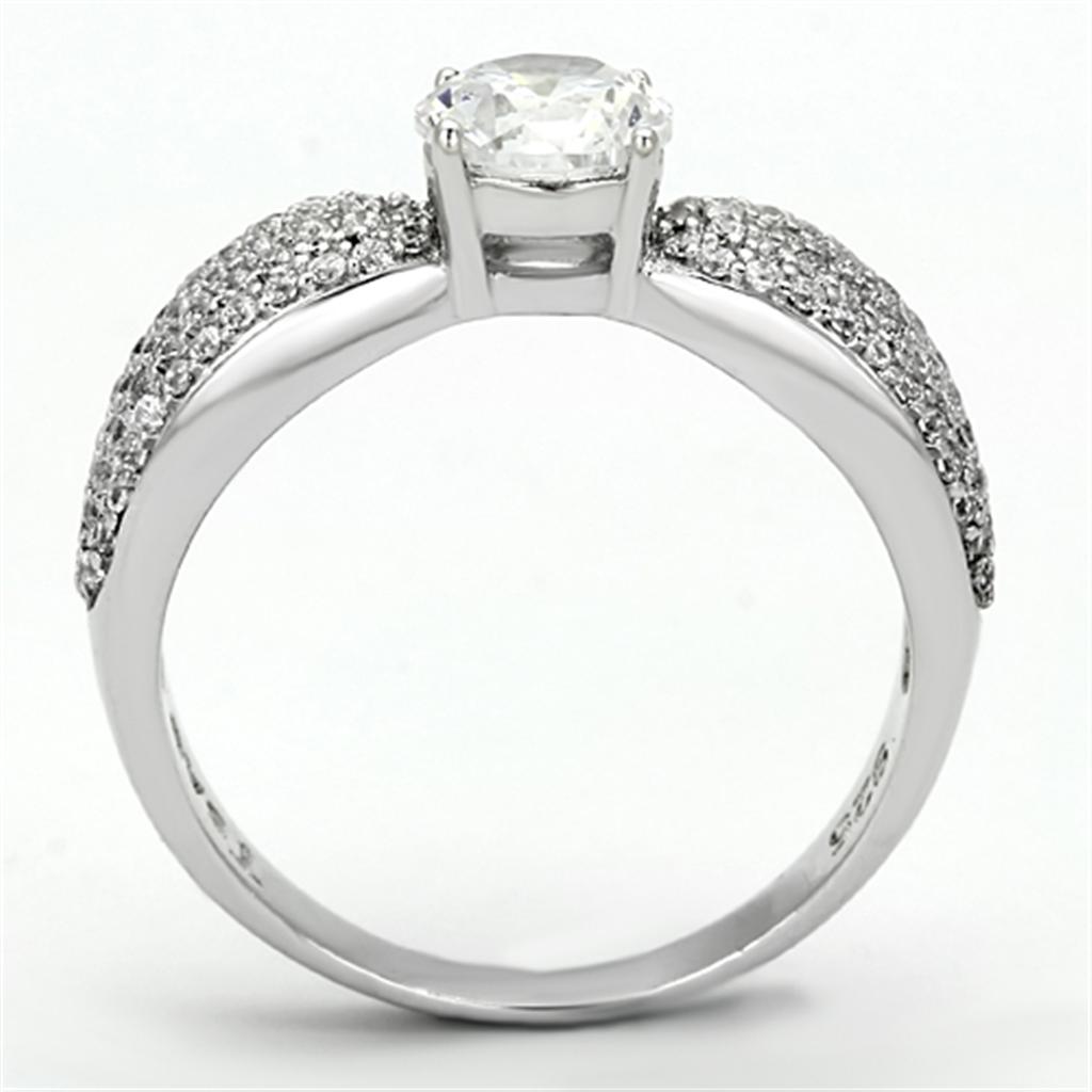 TS119 - Rhodium 925 Sterling Silver Ring with AAA Grade CZ  in Clear LuxuryLifeWay Online Store