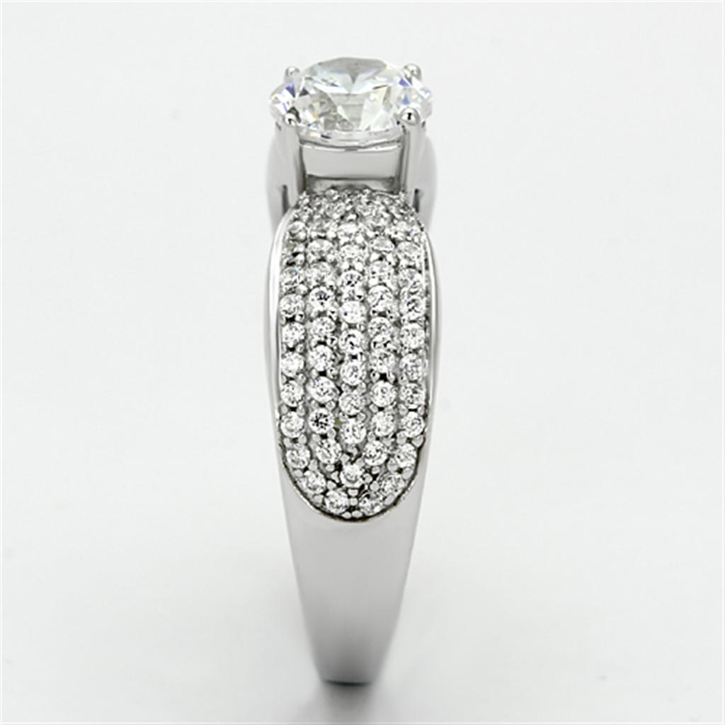 TS119 - Rhodium 925 Sterling Silver Ring with AAA Grade CZ  in Clear LuxuryLifeWay Online Store