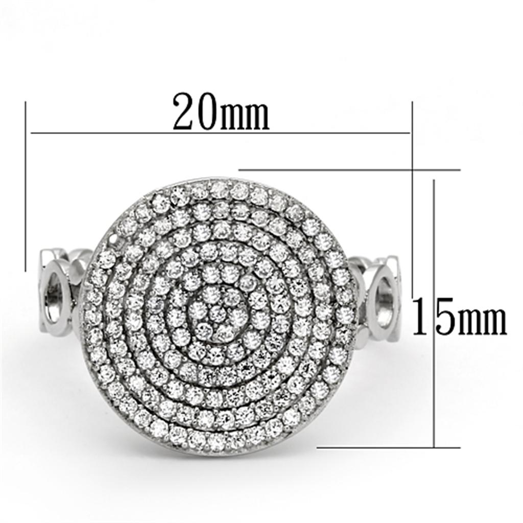 TS121 - Rhodium 925 Sterling Silver Ring with AAA Grade CZ  in Clear LuxuryLifeWay Online Store