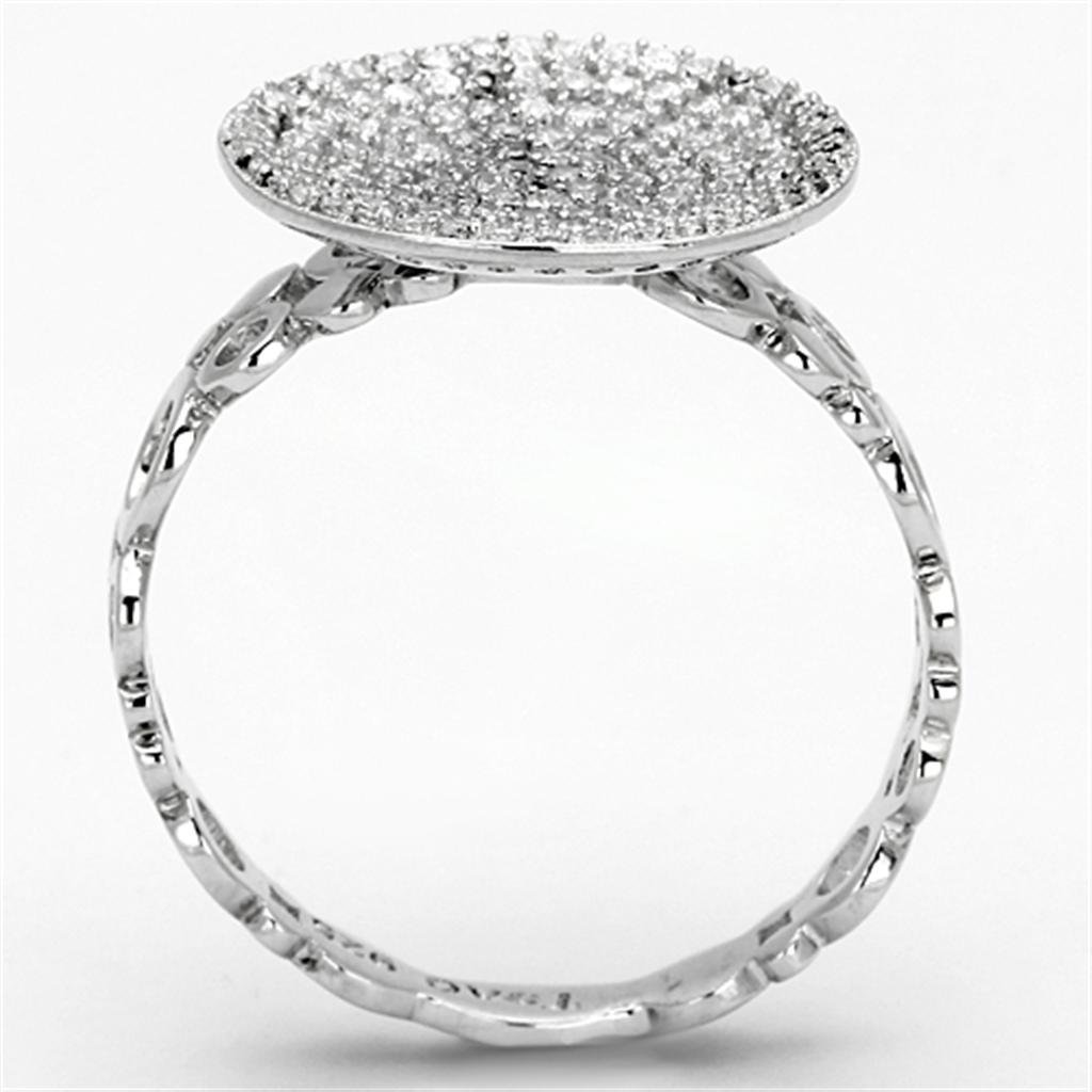 TS121 - Rhodium 925 Sterling Silver Ring with AAA Grade CZ  in Clear LuxuryLifeWay Online Store