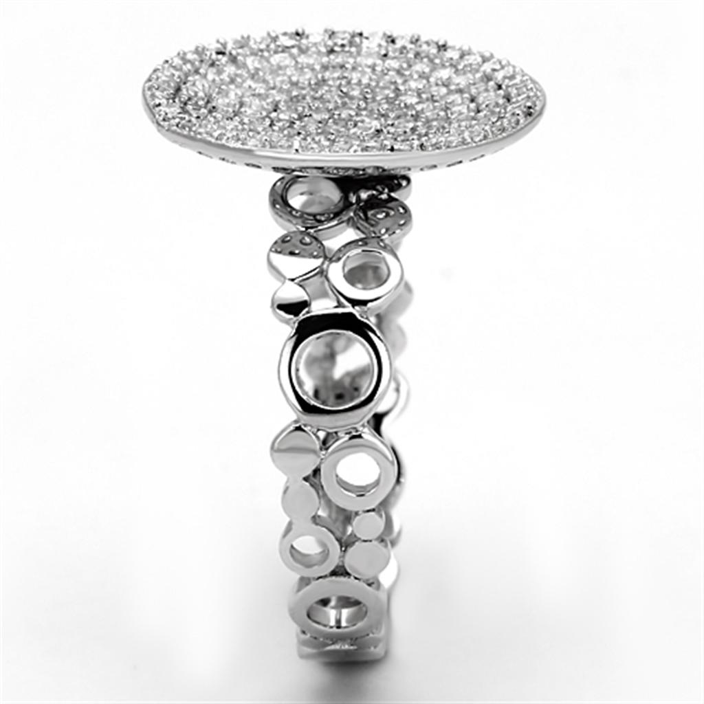 TS121 - Rhodium 925 Sterling Silver Ring with AAA Grade CZ  in Clear LuxuryLifeWay Online Store