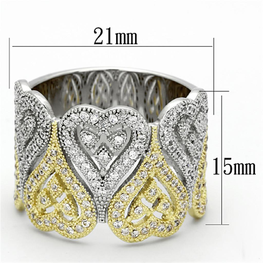 TS126 - Gold+Rhodium 925 Sterling Silver Ring with AAA Grade CZ  in Champagne LuxuryLifeWay Online Store