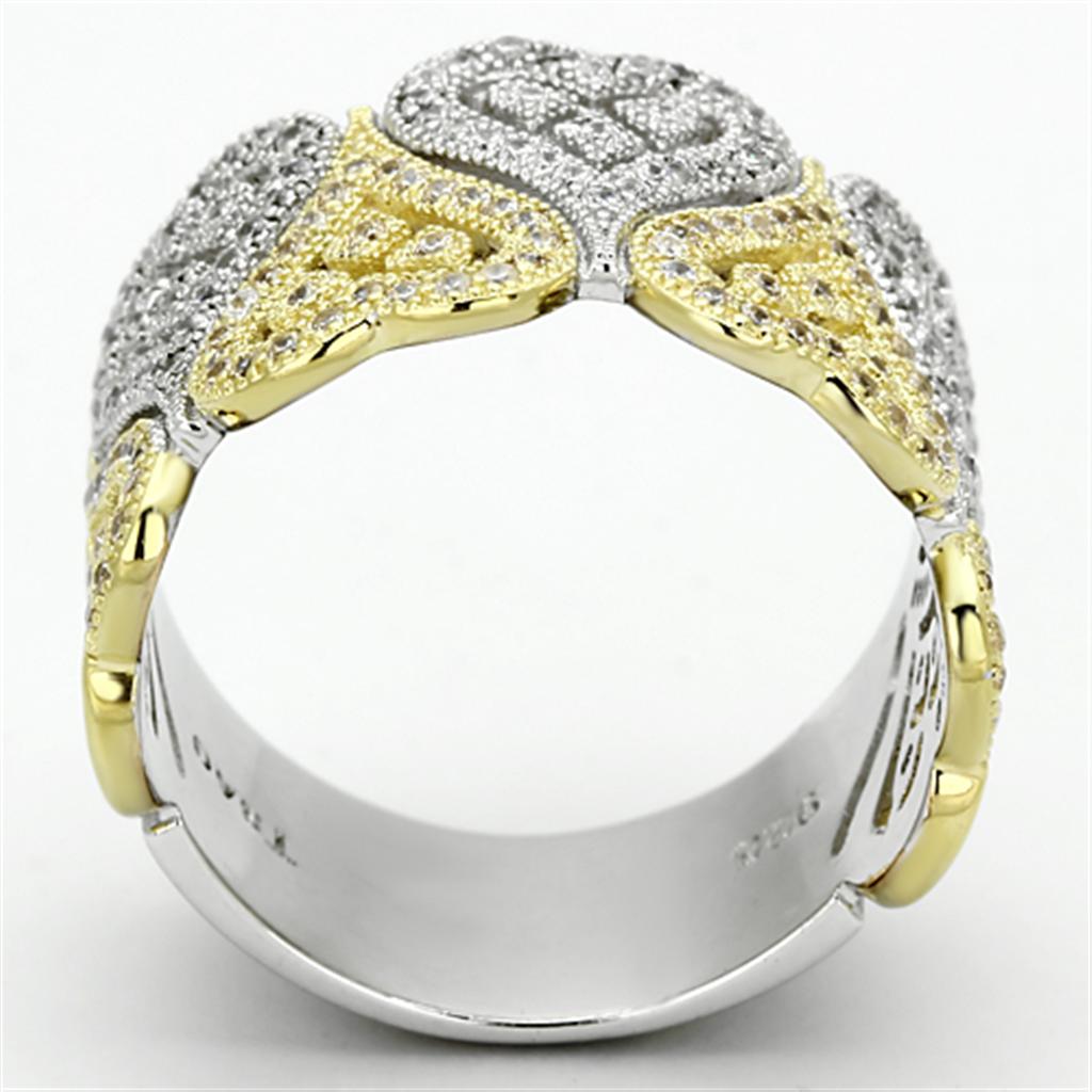 TS126 - Gold+Rhodium 925 Sterling Silver Ring with AAA Grade CZ  in Champagne LuxuryLifeWay Online Store