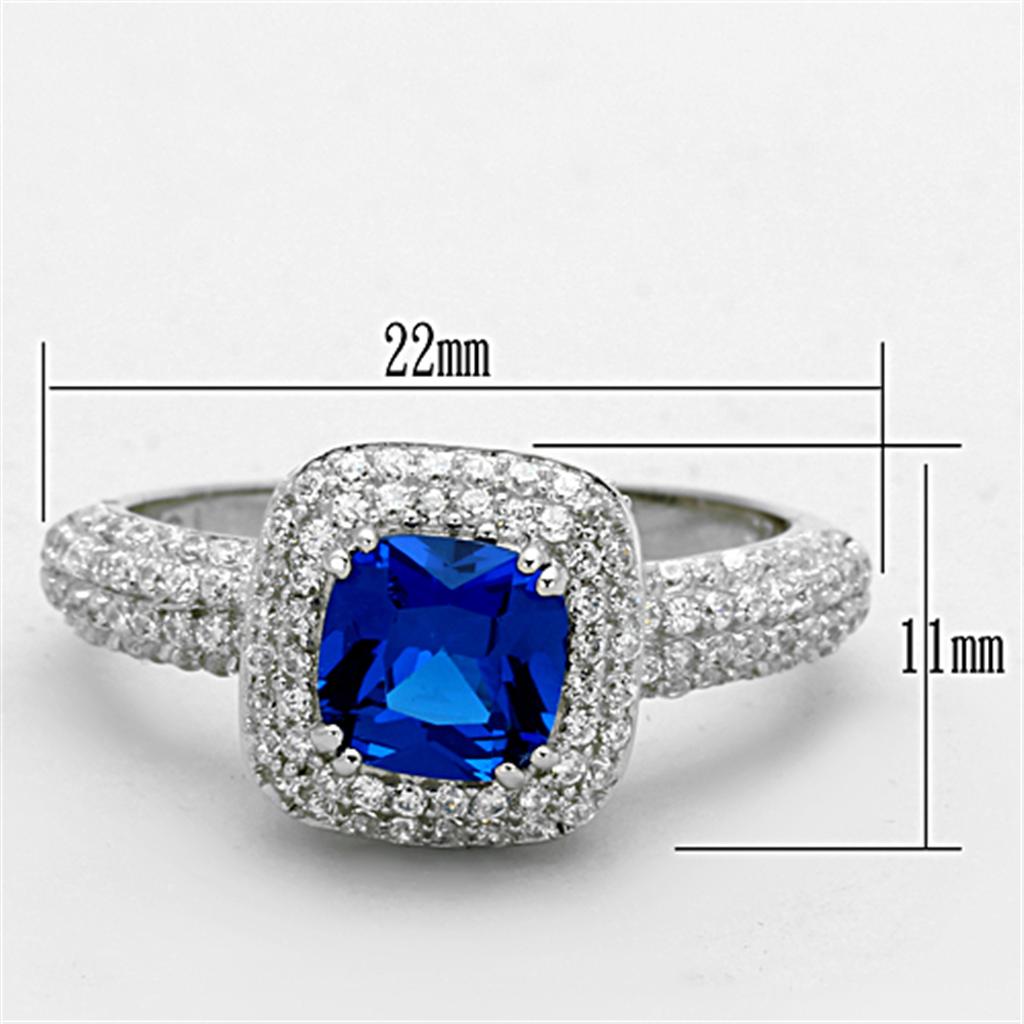 TS137 - Rhodium 925 Sterling Silver Ring with Synthetic Spinel in London Blue LuxuryLifeWay Online Store