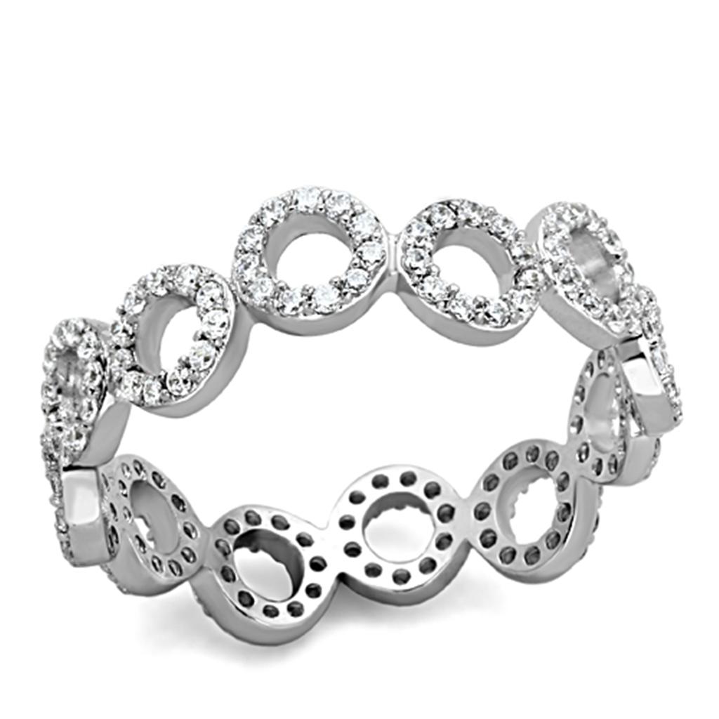 TS139 - Rhodium 925 Sterling Silver Ring with AAA Grade CZ  in Clear LuxuryLifeWay Online Store