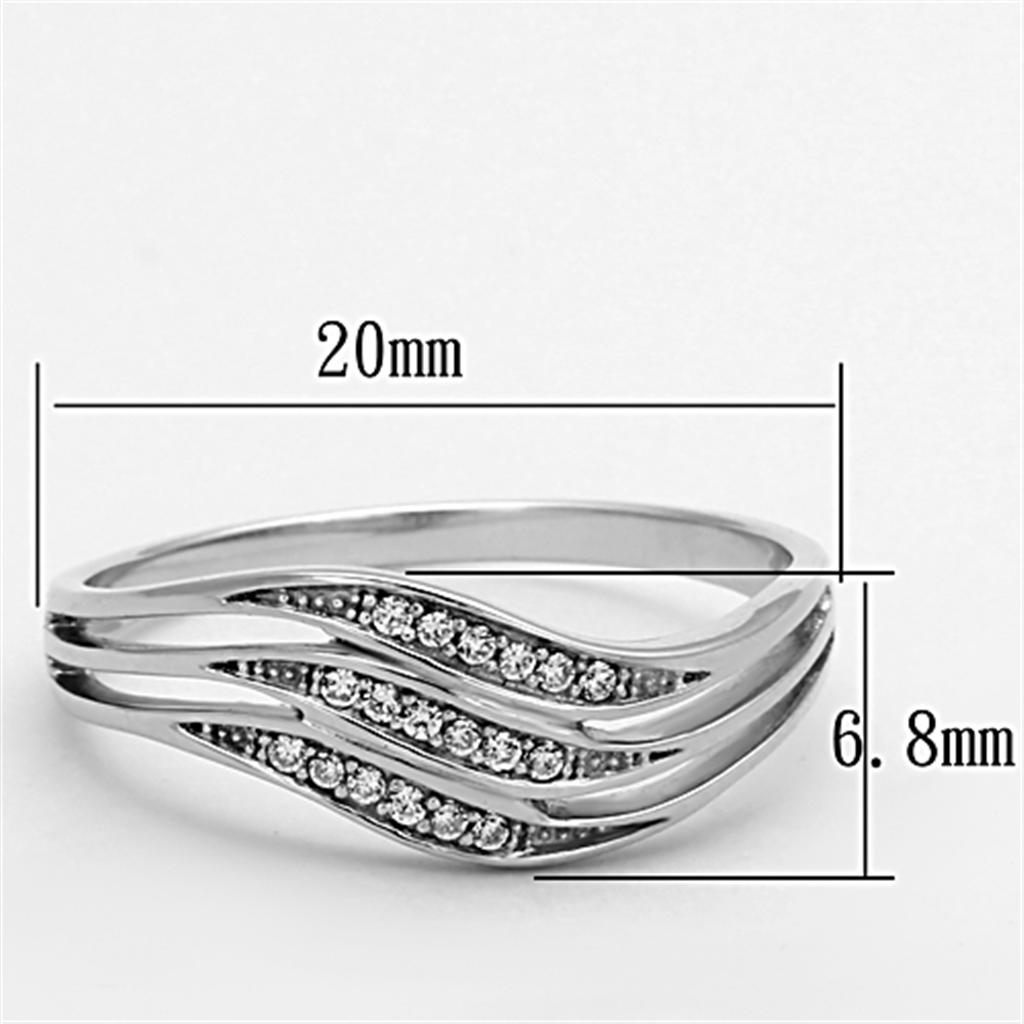 TS143 - Rhodium 925 Sterling Silver Ring with AAA Grade CZ  in Clear LuxuryLifeWay Online Store