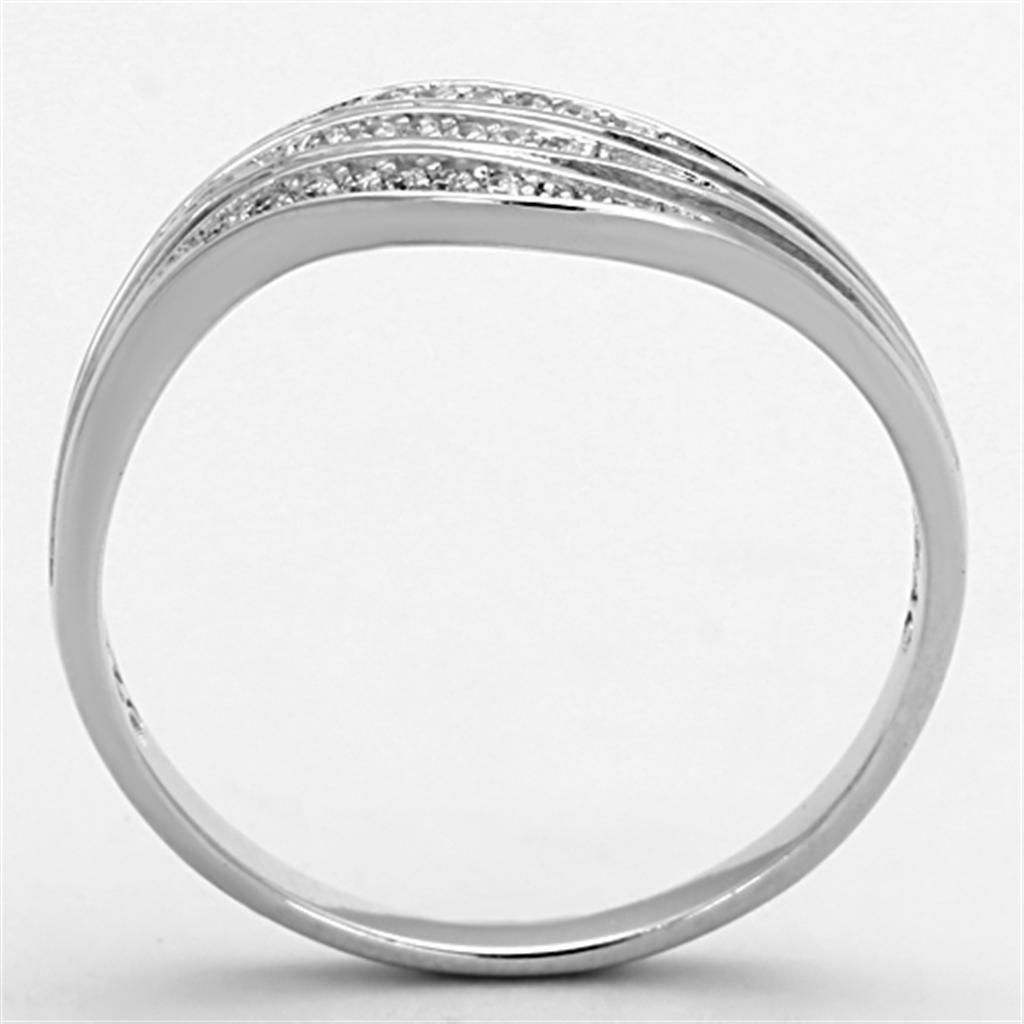 TS143 - Rhodium 925 Sterling Silver Ring with AAA Grade CZ  in Clear LuxuryLifeWay Online Store