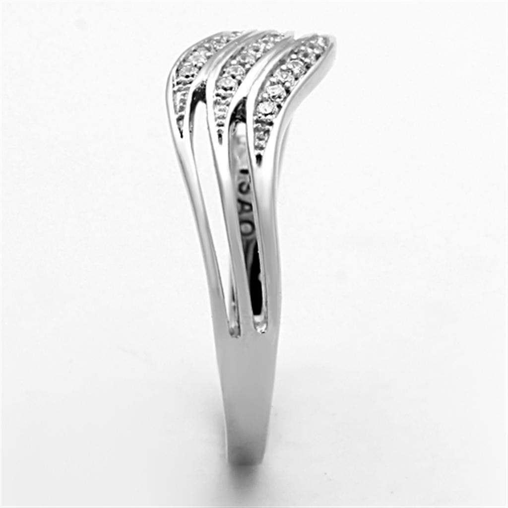 TS143 - Rhodium 925 Sterling Silver Ring with AAA Grade CZ  in Clear LuxuryLifeWay Online Store