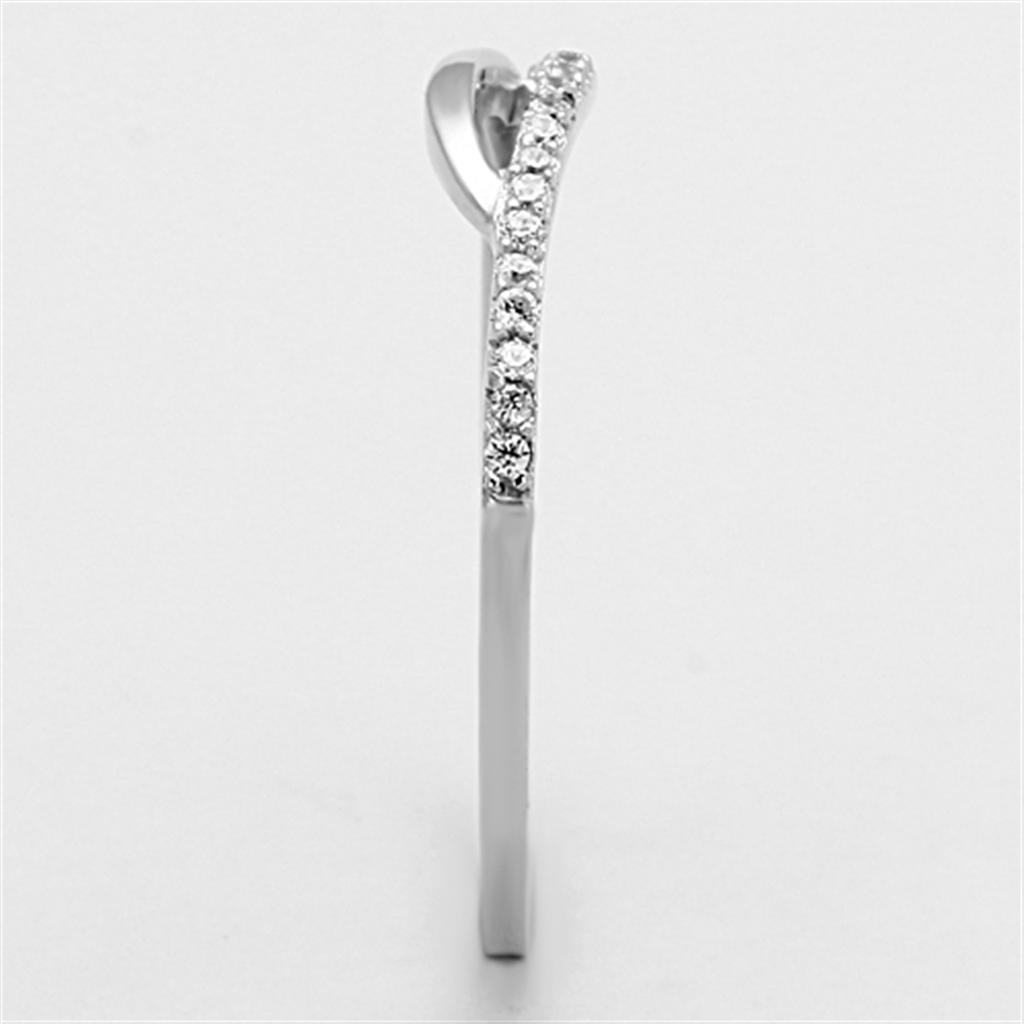 TS145 - Rhodium 925 Sterling Silver Ring with AAA Grade CZ  in Clear LuxuryLifeWay Online Store