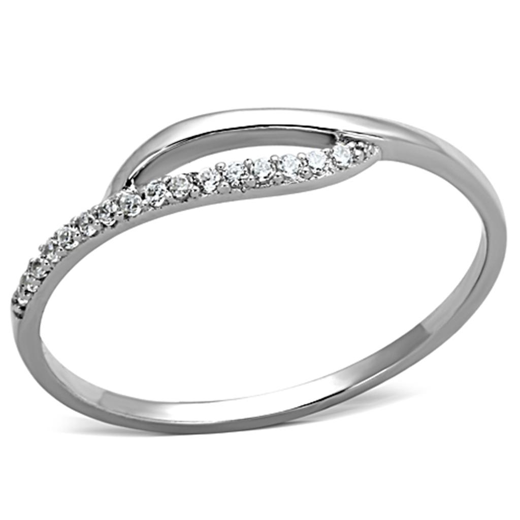 TS145 - Rhodium 925 Sterling Silver Ring with AAA Grade CZ  in Clear LuxuryLifeWay Online Store