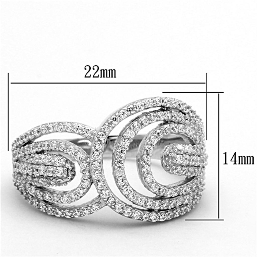 TS147 - Rhodium 925 Sterling Silver Ring with AAA Grade CZ  in Clear LuxuryLifeWay Online Store