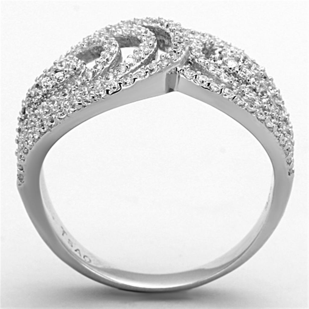 TS147 - Rhodium 925 Sterling Silver Ring with AAA Grade CZ  in Clear LuxuryLifeWay Online Store