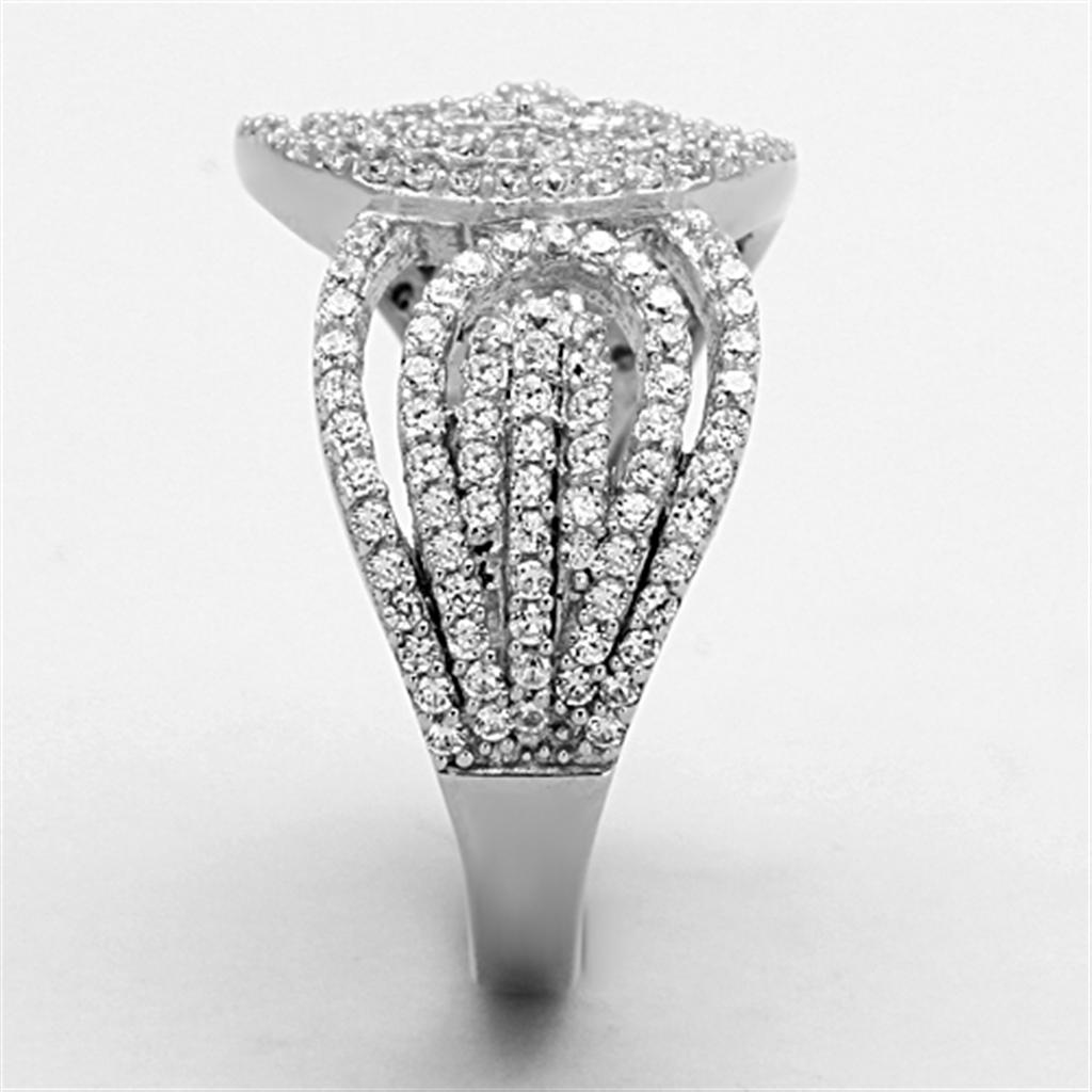 TS147 - Rhodium 925 Sterling Silver Ring with AAA Grade CZ  in Clear LuxuryLifeWay Online Store